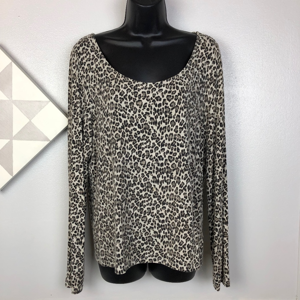 LRL Ralph Lauren Womens XL Leopard Print Knit Top